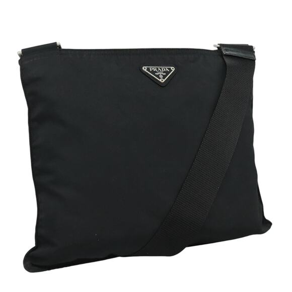 PRADA Shoulder Bag Nylon Black Silver - Picture 1 of 16